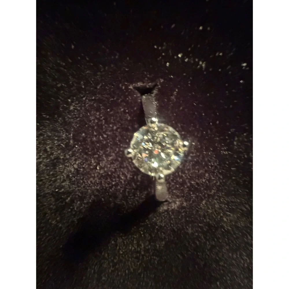Genuine .8CT Moissanite Solitaire Ring S925 Sterling Silver Size 9.5